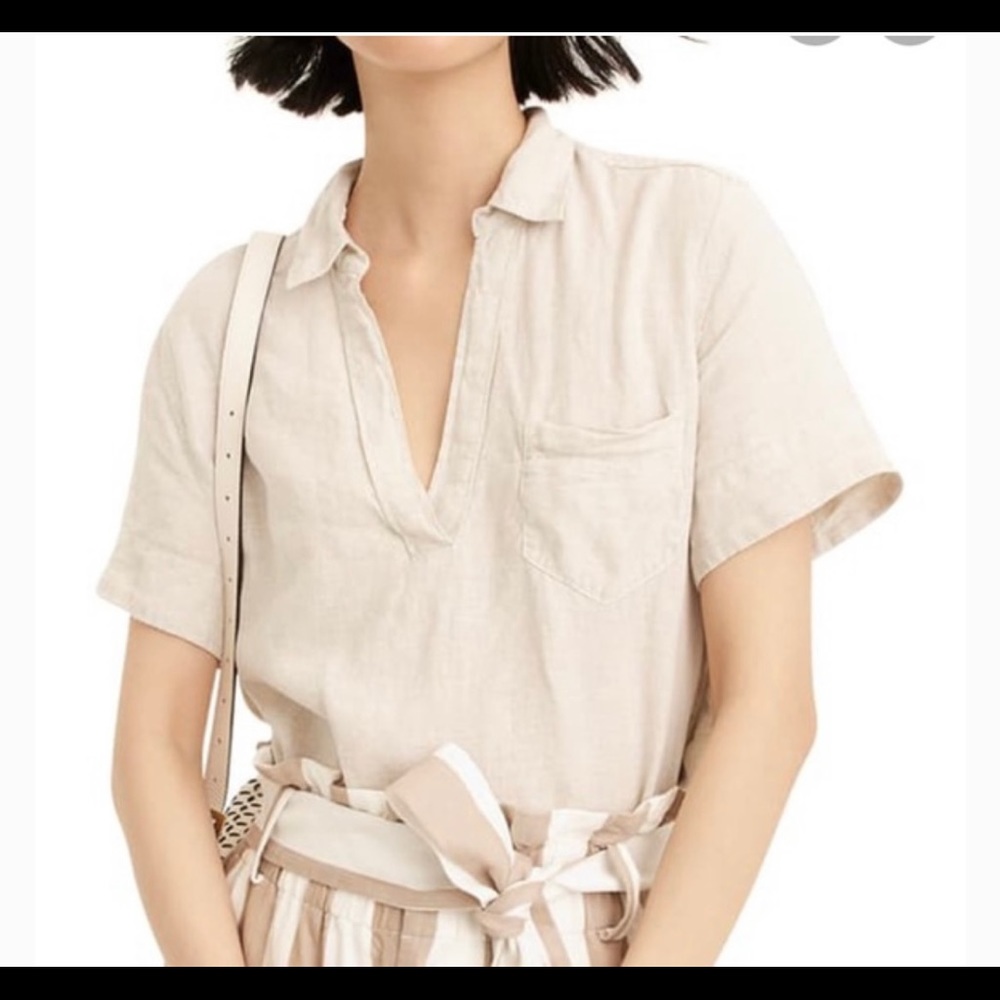 J. Crew Short Sleeve Popover Linen Shirt